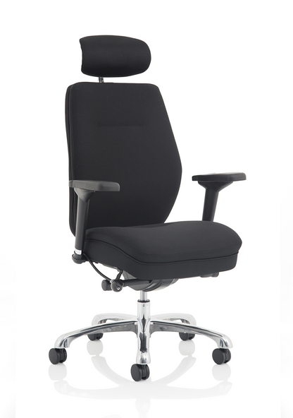 Domino black fabric ergonomic chair, front view