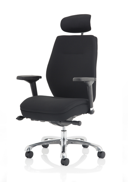 Domino black fabric ergonomic chair, side view