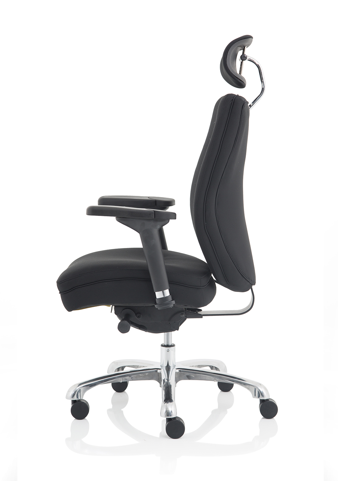 Domino black fabric ergonomic chair, rear view