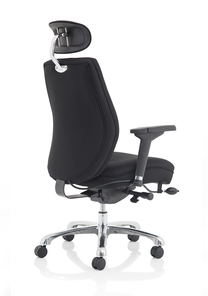 Domino black fabric ergonomic chair headrest detail