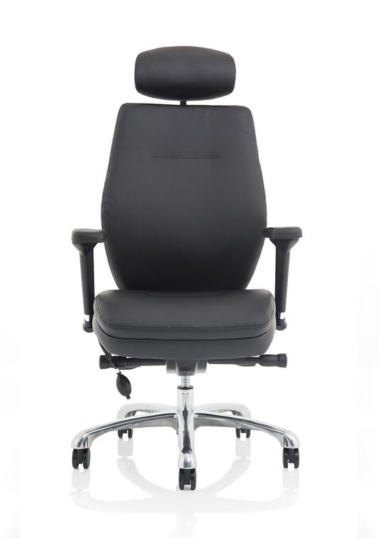 Domino black leather ergonomic chair, alternate view
