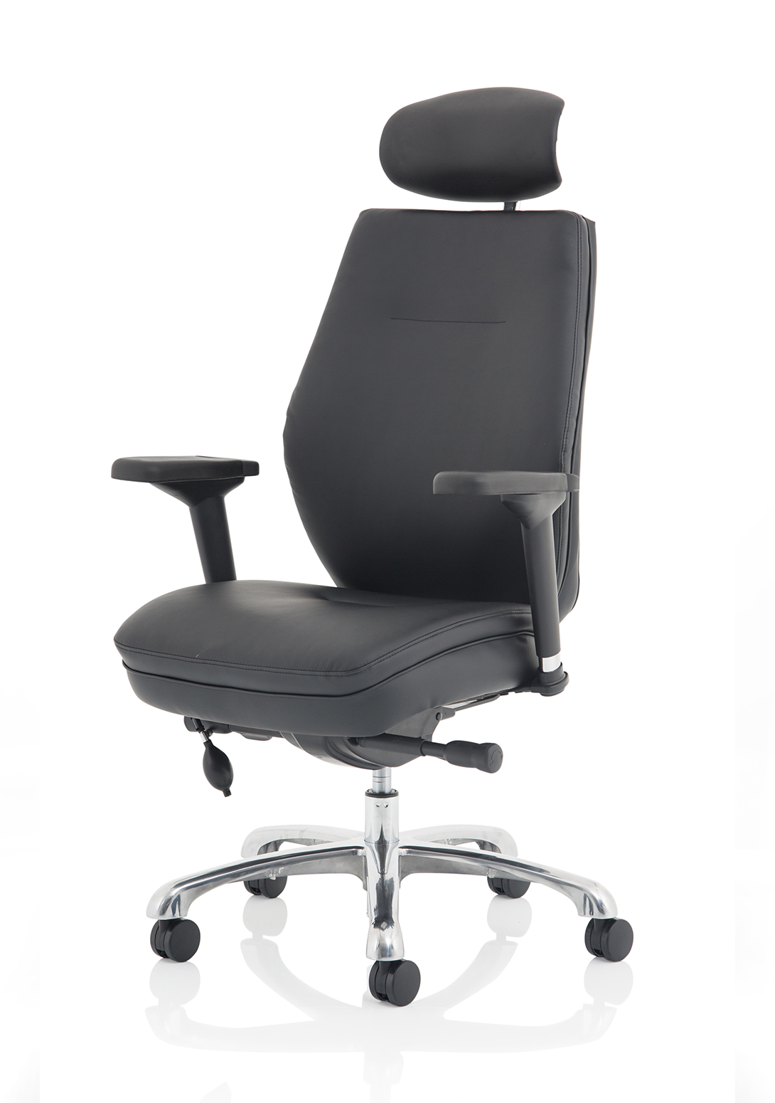 Domino black leather ergonomic chair, side view
