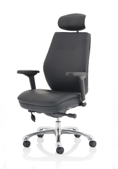 Domino black leather ergonomic chair, side view