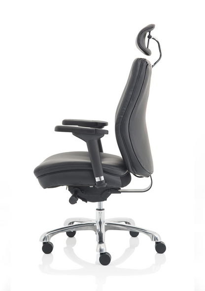 Domino black leather ergonomic chair, rear view
