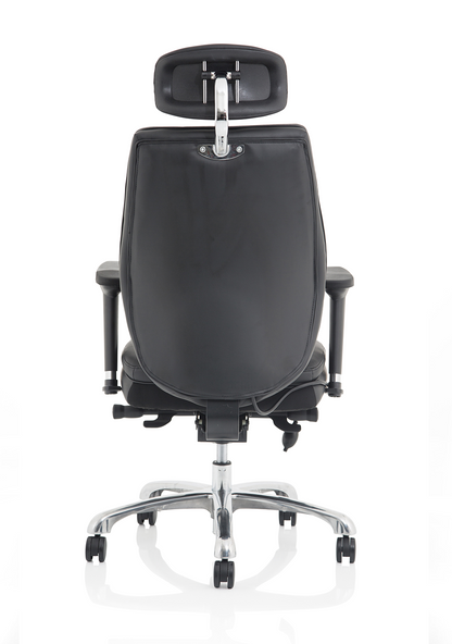 Domino black leather ergonomic chair mechanism detail