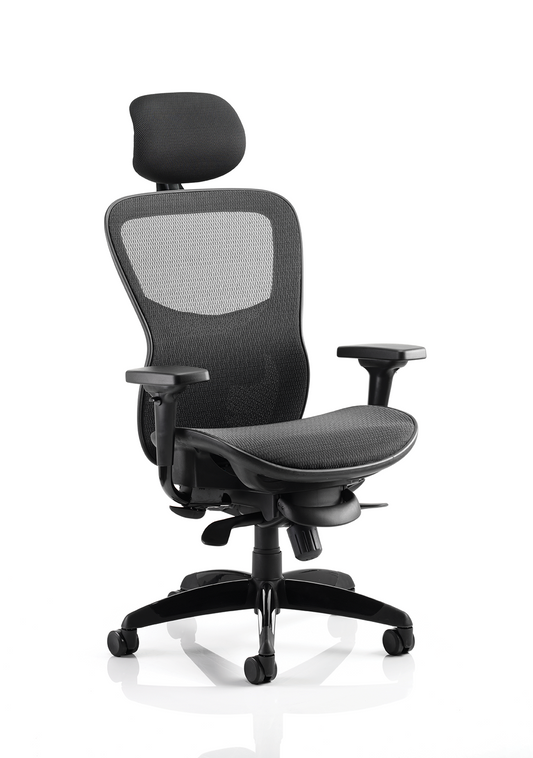 Stealth Shadow black mesh chair with headrest
